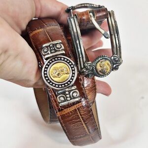 Brighton Museum Collection 21007 Brown Leather Gilded Coins Belt Medium/36